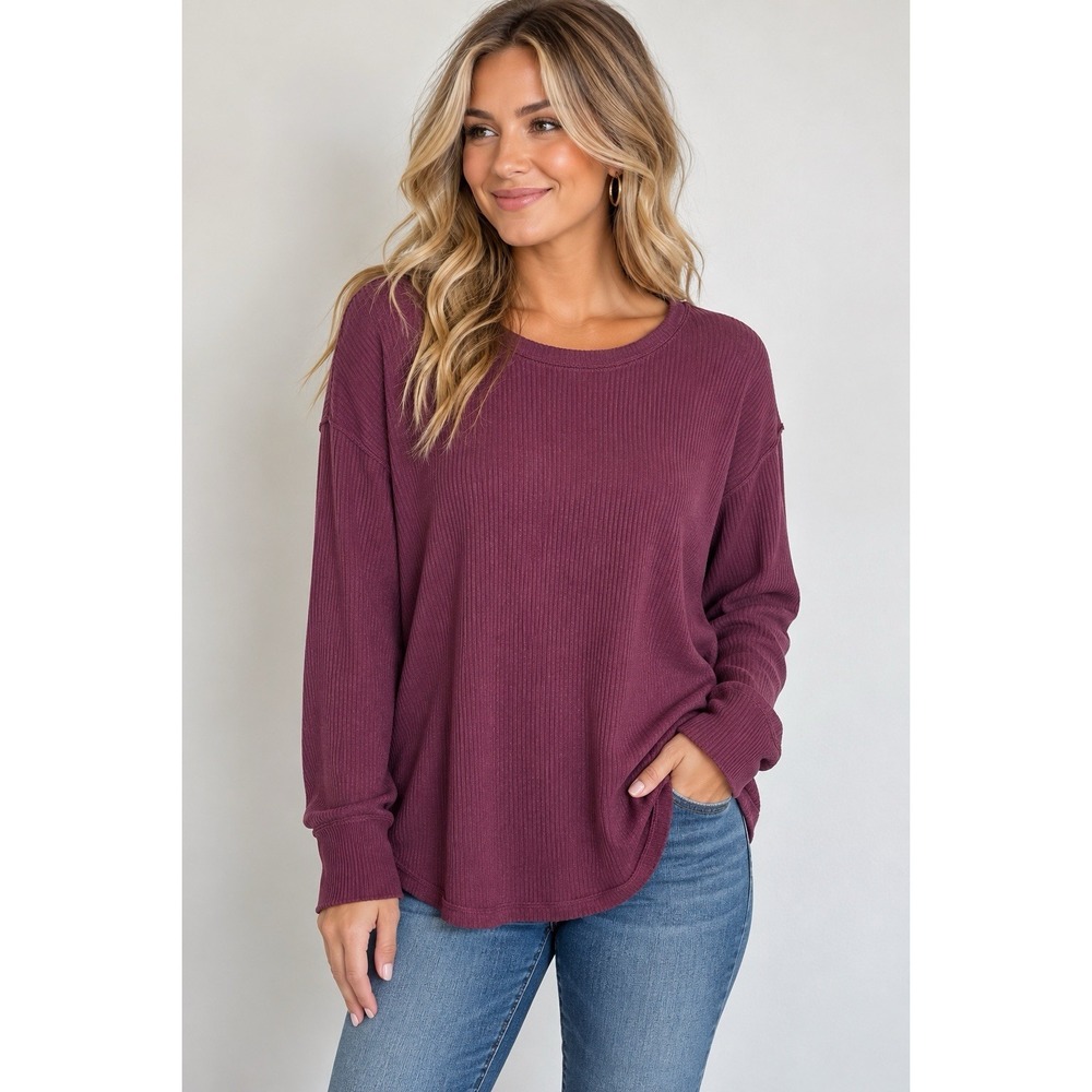 Knox Rose Women's Purple Thermal Long Sleeve Shirt Tee Shirt Size Small New NWT